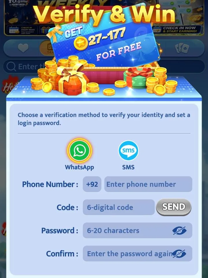 Pak yo game login and registeration