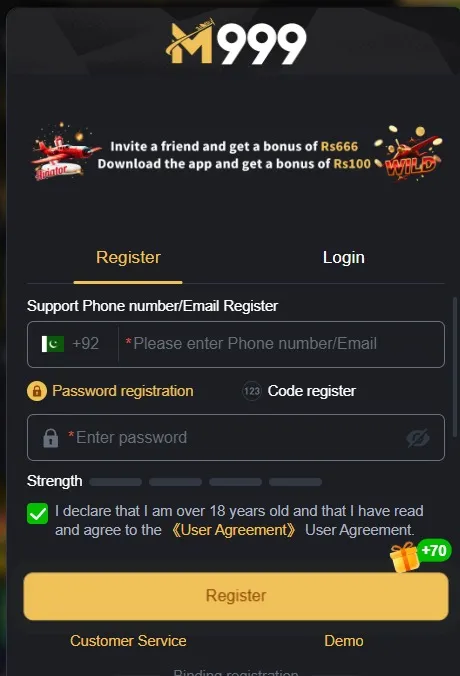 999 game register and login